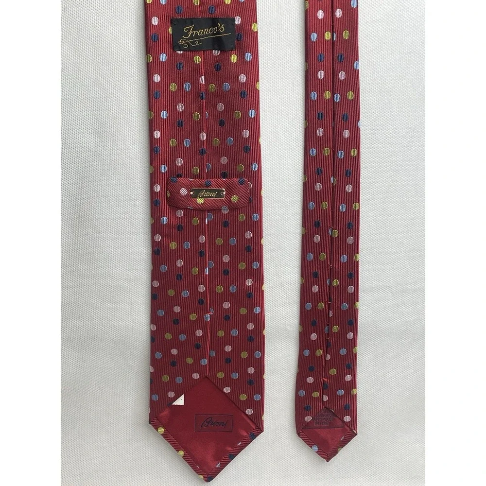 New Vintage Brioni Red Polkadot Tie Classic Repp Silk Handmade in Italy Necktie